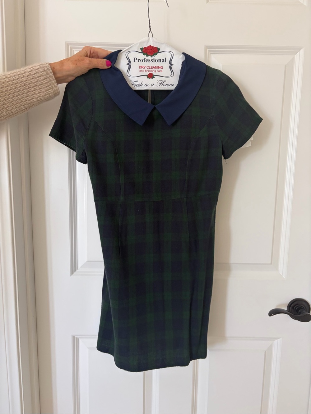 Urban Outfitters Green and Navy Plaid Peter Pan Collar Dress